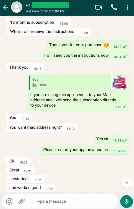WhatsApp review from a Tivo8K customer